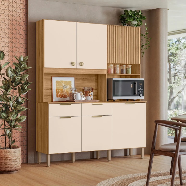 Nicioli - Kit Cozinha Tropical - Freijo e Off White e Ripado - Ambiente - Ecommerce 1